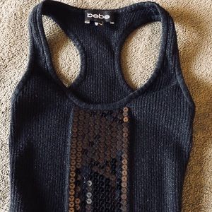 Black Sequin Bebe Tank stop